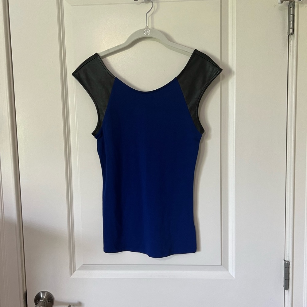 EUC! Express faux leather and knit top